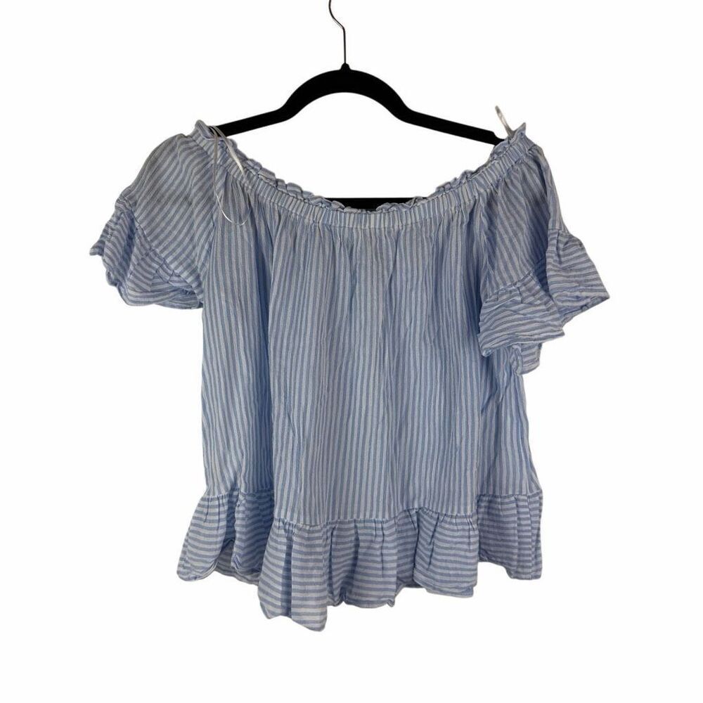 Miss Love Blue and White Striped Blouse- Size S